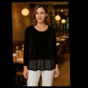 Mark Singer Black Lagenlook Tunic Soft Stretchy Elegant Medium Top